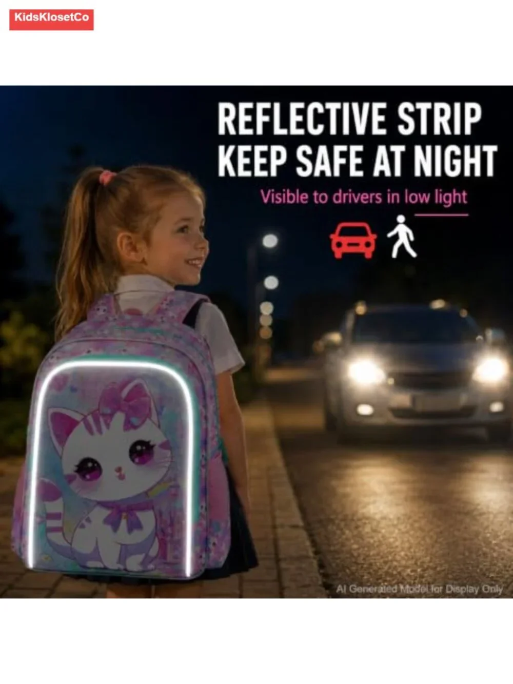 Cat Backpack Set with Lunch Box - Kids School & Travel Bag